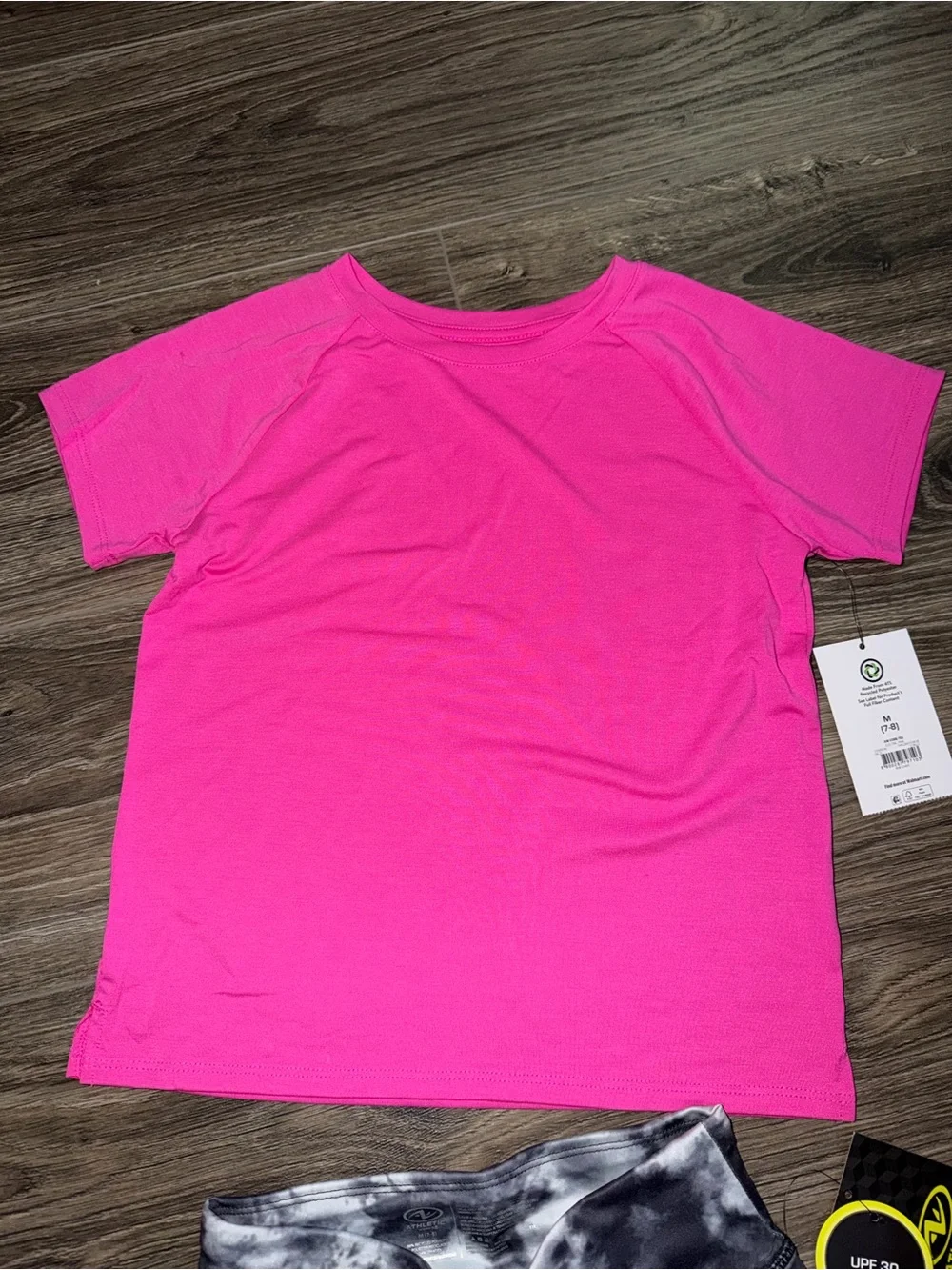 Girls Black & White Tie-Dye Performance Leggings & pink top size kids 7/8